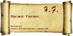 Harant Ferenc névjegykártya